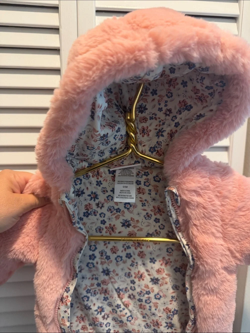 One-Piece Hooded Snowsuit - Pink Plush Bear With Front Zippers